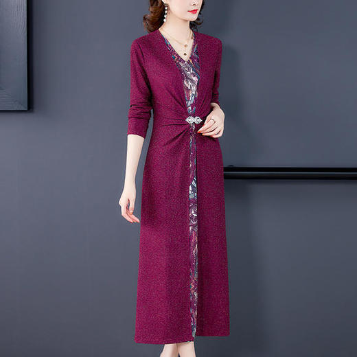 AHM-yqwl6608新款气质假两件收腰连衣裙 商品图0