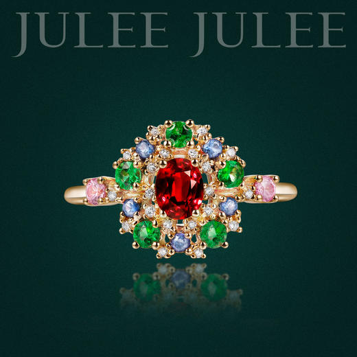 【缤纷】【21天定制】JULEEJULEE茱莉茱莉 18K金  钻石 戒指 吊坠 耳环 套装 商品图2