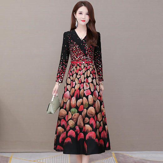 YWE-DQ2051秋新款气质减龄印花连衣裙 商品图3