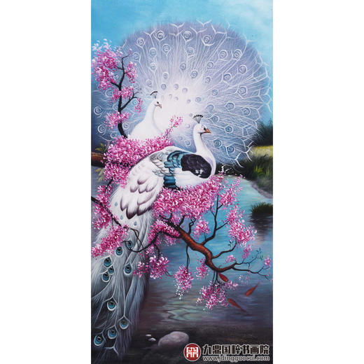 孙婷婷《孔雀》60×120cm 油画竖幅作品 餐厅/茶室/卧室挂画 商品图1