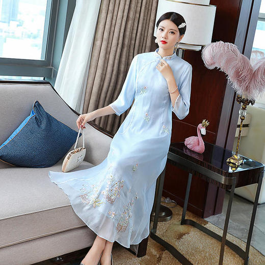 YFN-20156新款中国风复古茶服改良连衣裙 商品图2