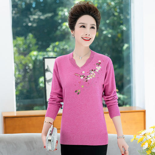 QYY-xm2005妈妈装秋装长袖针织衫时尚T恤毛衣打底衫 商品图1