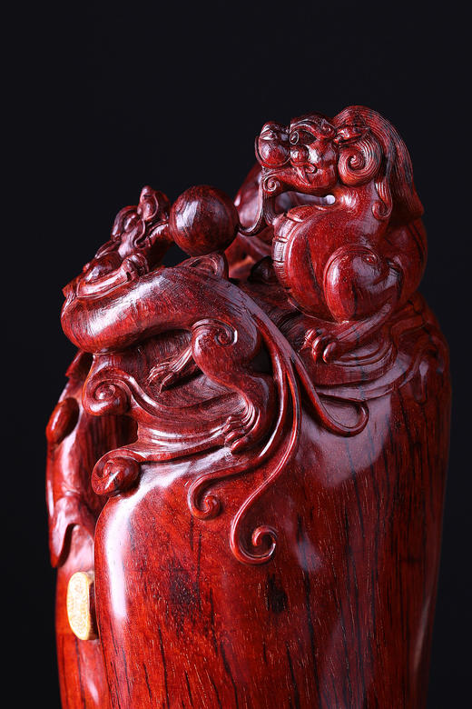 “螭龙戏珠”小叶紫檀摆件 b43 商品图3