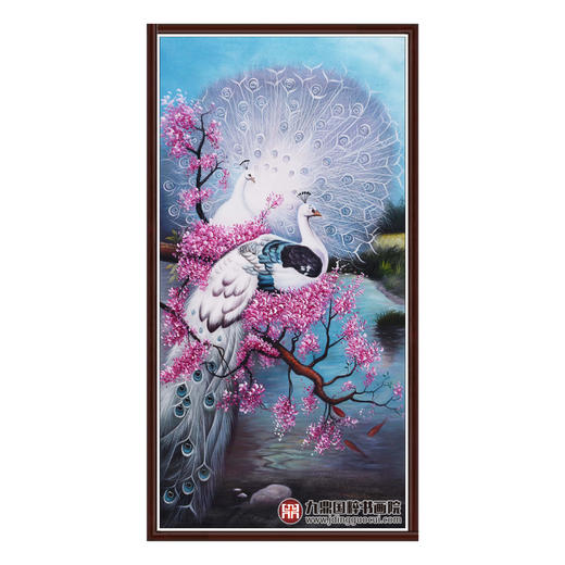 孙婷婷《孔雀》60×120cm 油画竖幅作品 餐厅/茶室/卧室挂画 商品图2