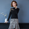 FCY-MYN2077镶钻网纱袖半高领针织衫 商品缩略图2