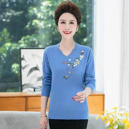 QYY-xm2005妈妈装秋装长袖针织衫时尚T恤毛衣打底衫 商品图3