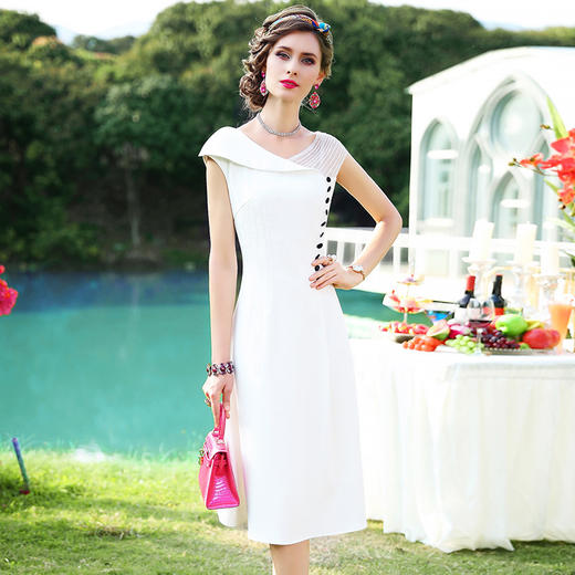 FMY-F20XL31176温柔风显瘦显高气质修身中长裙连衣裙 商品图0