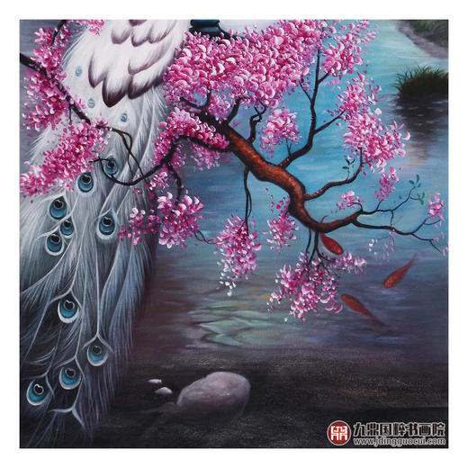 孙婷婷《孔雀》60×120cm 油画竖幅作品 餐厅/茶室/卧室挂画 商品图4