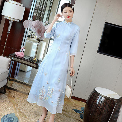 YFN-20156新款中国风复古茶服改良连衣裙 商品图3