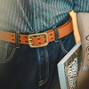 马登工装美式复古双针扣金属植鞣皮腰带西部黑色百搭铜扣裤带男潮 商品缩略图2