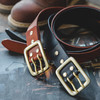 马登工装美式复古双针扣金属植鞣皮腰带西部黑色百搭铜扣裤带男潮 商品缩略图3
