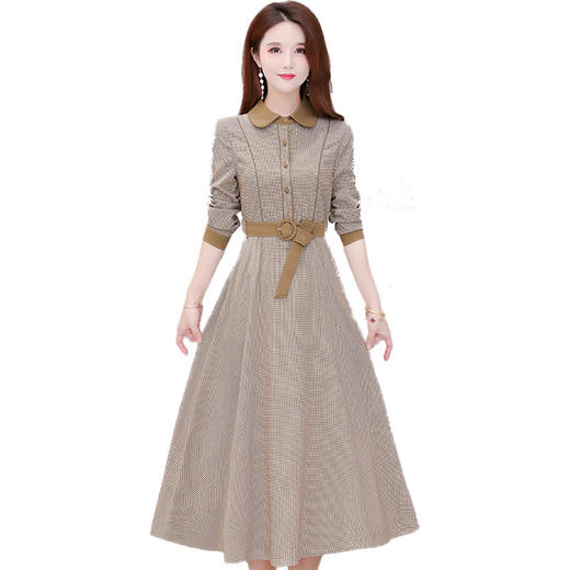 YX-YJ-ZN15时尚显瘦格纹连衣裙气质高端轻熟风洋气A字裙 商品图4