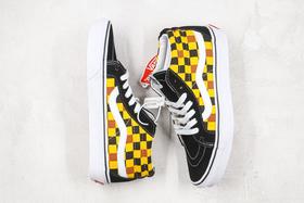 万斯 Vans 中帮系列 黑黄格子拼色 棋盘格子 黑黄色 令人欲罢不能的棋盘格 不允许你没有 经典棋盘格 百看不腻