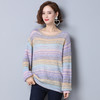 上海旗袍厂PY-20555  秋季新款慵懒风彩色条纹休闲百搭女毛衣圆领套头甜美气质针织衫 商品缩略图1