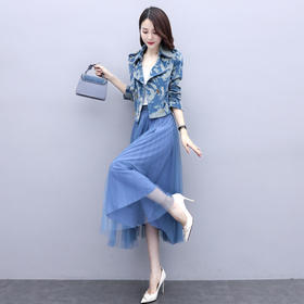 SG-1289秋季新款女气质长袖连衣裙减龄显瘦秋装洋气两件套