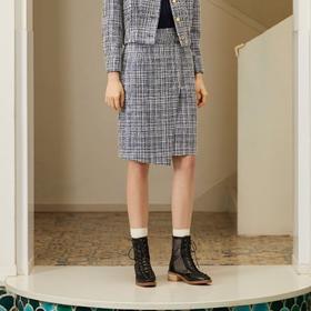 腰头错位直筒半裙