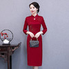 WXG-醋酸旗袍连衣裙改良日常长袖短款中长款 商品缩略图1