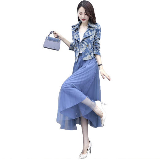 SG-1289秋季新款女气质长袖连衣裙减龄显瘦秋装洋气两件套 商品图4