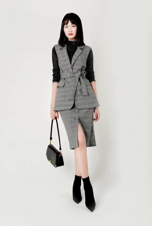 摆双开叉马甲套装（附腰带） 商品图0