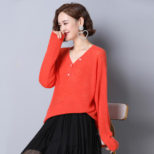 上海旗袍厂PY-20999  纯色百搭圆领套头秋季新款针织衫薄款宽松内搭气质女毛衣 商品图2
