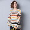 上海旗袍厂PY-30555  秋冬新款彩色条纹圆领套头女毛衣中长款宽松时尚休闲百搭针织衫 商品缩略图3