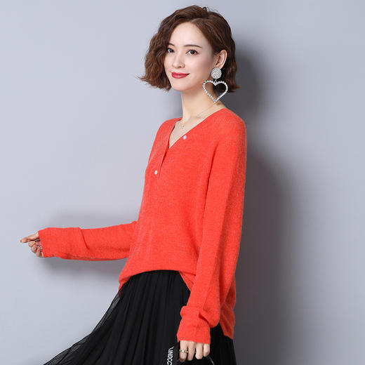 上海旗袍厂PY-20999  纯色百搭圆领套头秋季新款针织衫薄款宽松内搭气质女毛衣 商品图3