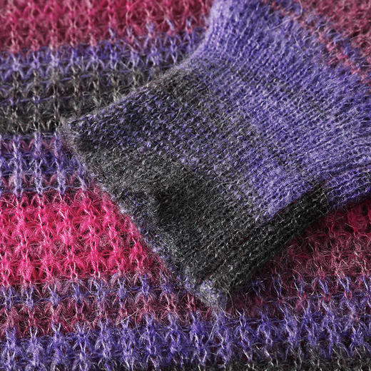 上海旗袍厂PY-20555  秋季新款慵懒风彩色条纹休闲百搭女毛衣圆领套头甜美气质针织衫 商品图6