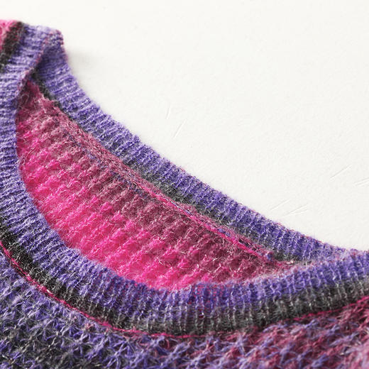 上海旗袍厂PY-20555  秋季新款慵懒风彩色条纹休闲百搭女毛衣圆领套头甜美气质针织衫 商品图8