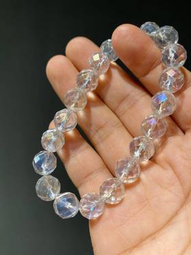 天然水晶宝石切割多角珠手链， 顺丰包邮