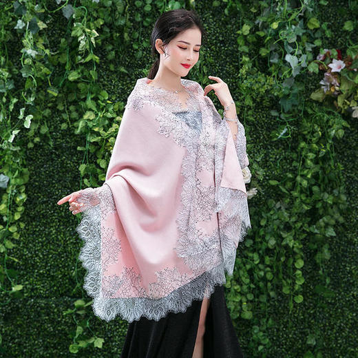 DAS-TB608465181316春秋羊绒蕾丝配旗袍外搭披风 商品图4