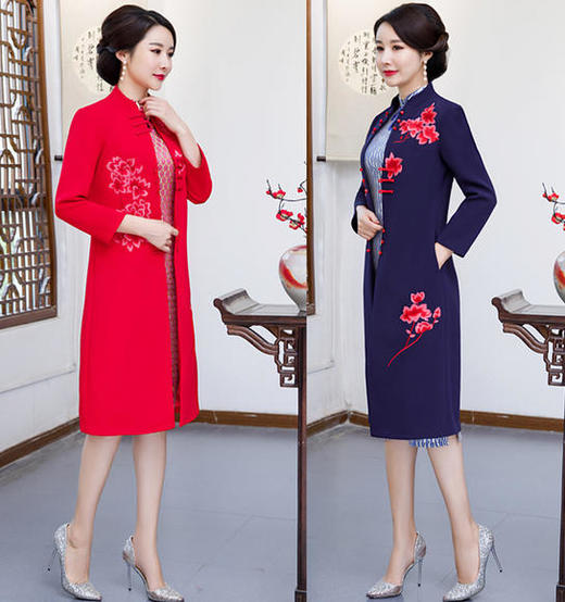 SYK-300873秋冬新款复古时尚加厚旗袍外套 商品图0
