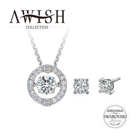 施华洛世奇AWISH COLLECTION 灵犀套装 舞动的心 镶嵌施华洛世奇立方氧化锆