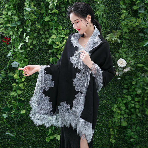 DAS-TB608465181316春秋羊绒蕾丝配旗袍外搭披风 商品图2