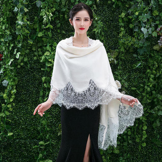 DAS-TB608465181316春秋羊绒蕾丝配旗袍外搭披风 商品图1