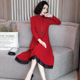 WZNH-XMRS1911春秋季长袖气质宽松过膝大码中长款内搭打底裙