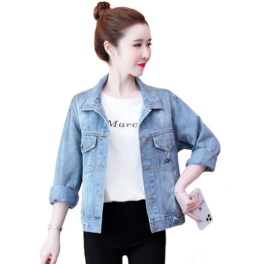 FDLS-303宽松刺绣邹菊原宿风学生百搭牛仔外套 商品图4