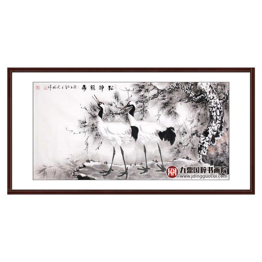 高云鹏《松龄鹤寿》68*138cm 花鸟横幅作品 茶室/卧室挂画 商品图0