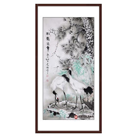 高云鹏《松鹤延年》68*138cm 花鸟竖幅作品 茶室/书房/玄关挂画