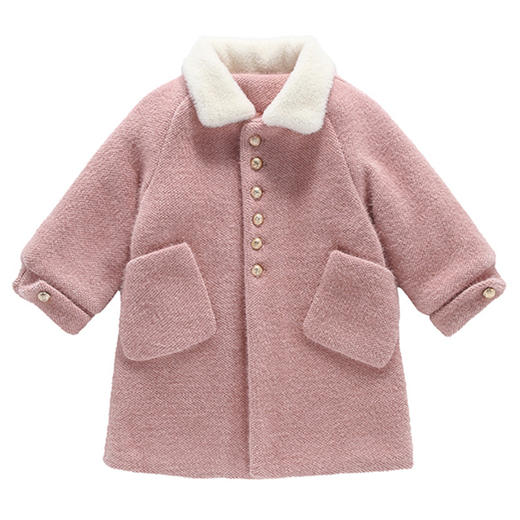 JSL-84-2女童中大童水貂绒呢子中长款大衣 商品图4