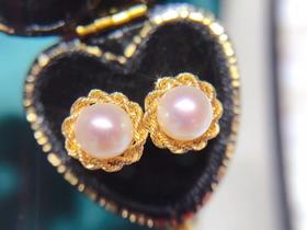 宫廷风麻花淡水珍珠耳钉