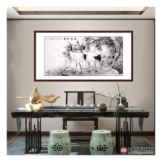 高云鹏《松龄鹤寿》68*138cm 花鸟横幅作品 茶室/卧室挂画 商品图2