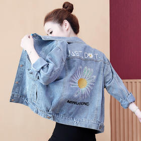FDLS-303宽松刺绣邹菊原宿风学生百搭牛仔外套