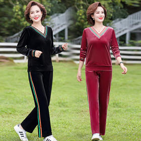 XXJ-A734EHA2032金丝绒运动套装女装秋季新款妈妈装两件套休闲运动服