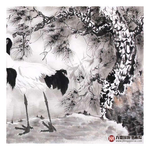 高云鹏《松龄鹤寿》68*138cm 花鸟横幅作品 茶室/卧室挂画 商品图5