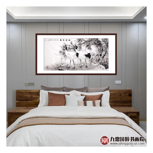 高云鹏《松龄鹤寿》68*138cm 花鸟横幅作品 茶室/卧室挂画 商品图3