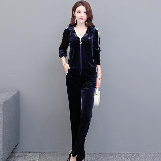 YWE-20Q42T时尚两件套装大码修身气质优雅金丝绒 商品图1