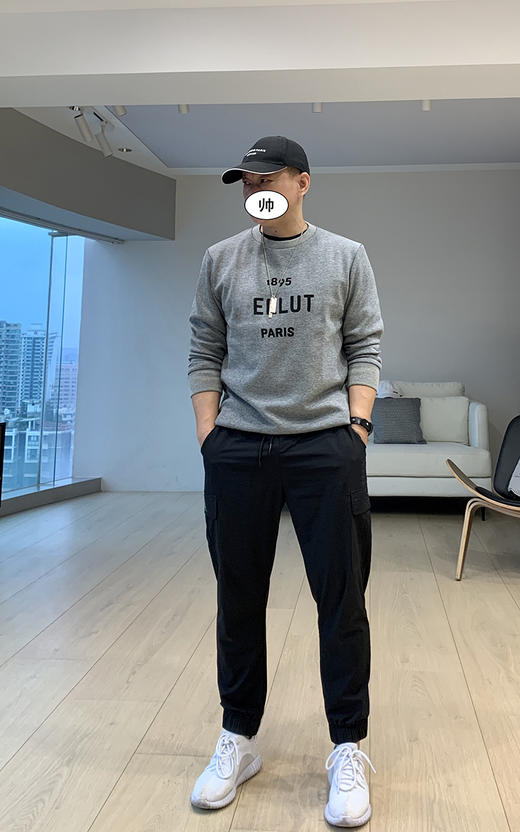 THS 9.21 意大利雅皮灰度 1895paris 重磅双面色织镭射字母卫衣AI527 商品图0