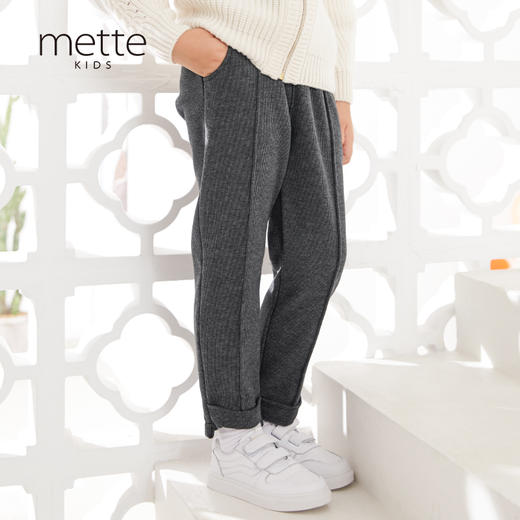 METTE童装女童运动休闲长裤2020秋冬新品中大童加绒保暖针织裤子 商品图1