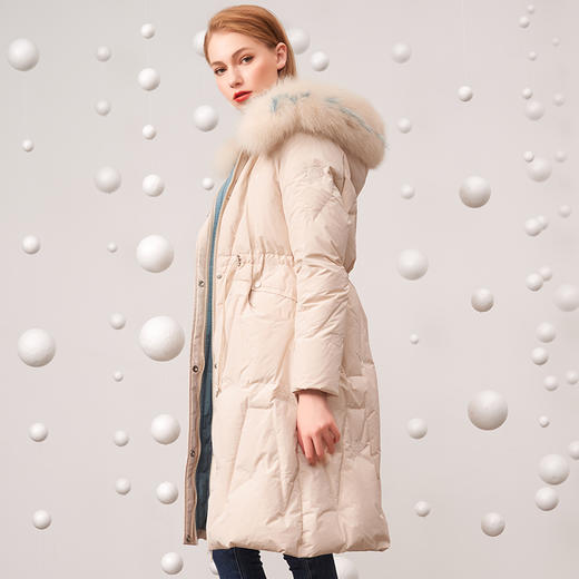 (hot)194535077诺曼琦2020冬季新款韩版宽松长袖显瘦鸭绒毛领连帽中长