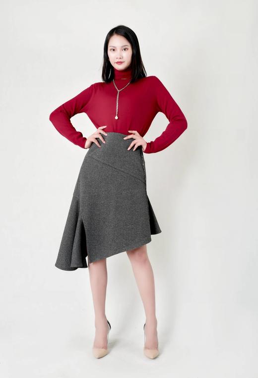 流苏链装饰斜下摆鱼尾侧吊脚半裙 商品图1